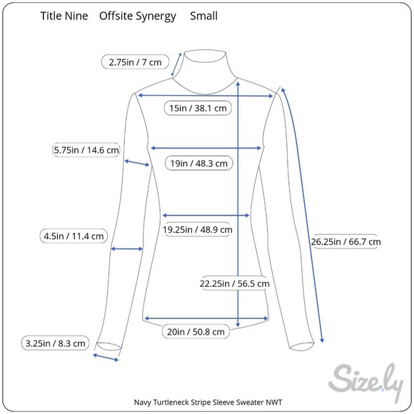 Title Nine Offsite Synergy Navy Turtleneck Striped Sleeve Knit Sweater S NWT - Picture 9 of 9